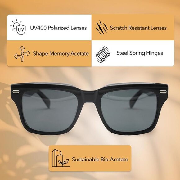 KIAURA EICHLER Premium UV400 Polarized Sunglasses: Black Crystal, Original Size main image 5